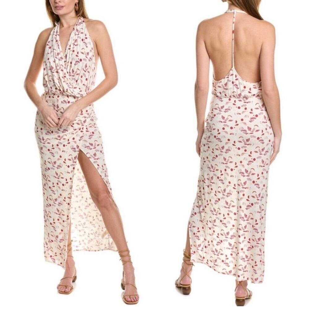Free People Daria Graphic Maxi Dress in Ivory Combo Draped Tank Large NWT